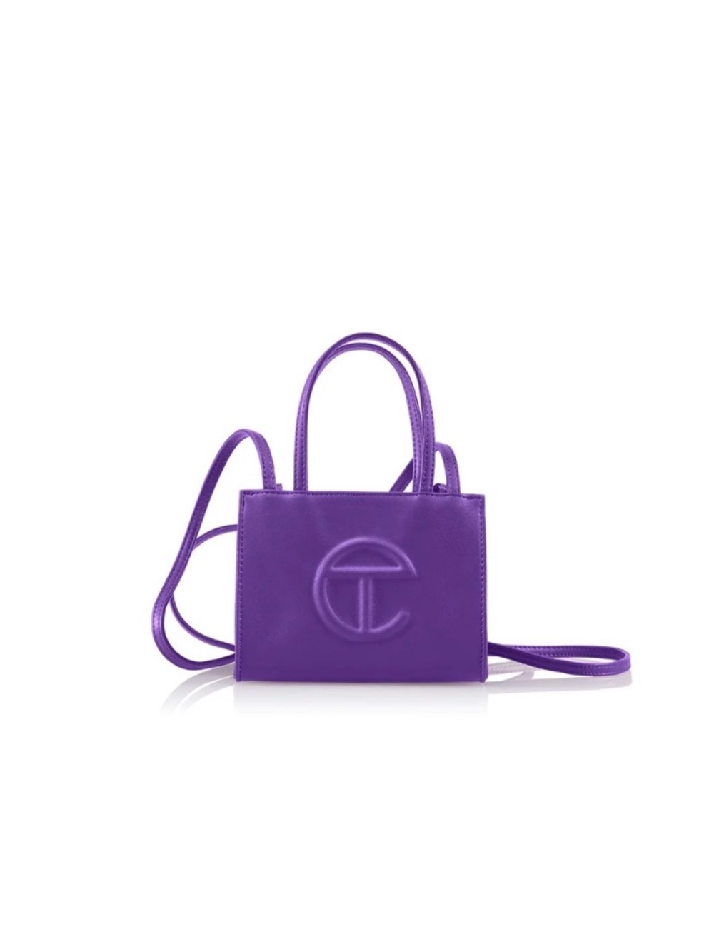 Telfar Purple Mini Shopping Bag with Embossed Logo - Picture 2 of 5